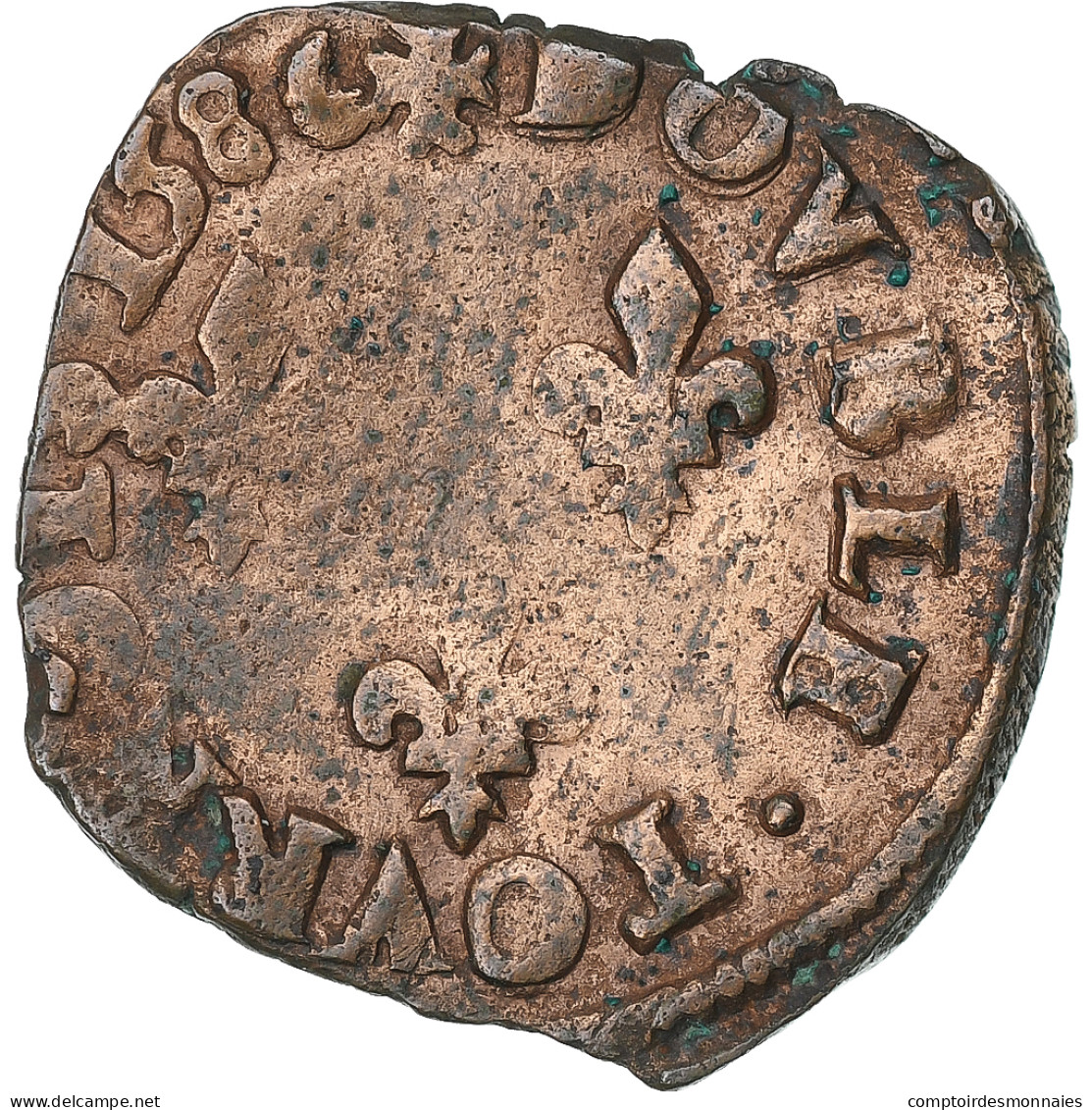 France, Henri III, Double Tournois, 1586, Angers, Cuivre, TB, Gadoury:455 - 1574-1589 Henry III