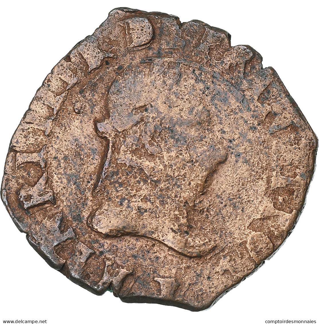 France, Henri III, Double Tournois, 1586, Dijon, Cuivre, TB, Gadoury:455 - 1574-1589 Henry III