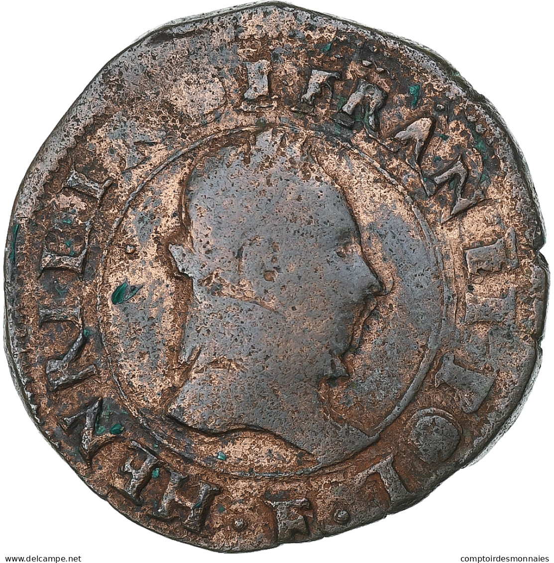 France, Henri III, Double Tournois, 1584, Tours, Cuivre, TB, Gadoury:455 - 1574-1589 Hendrik III