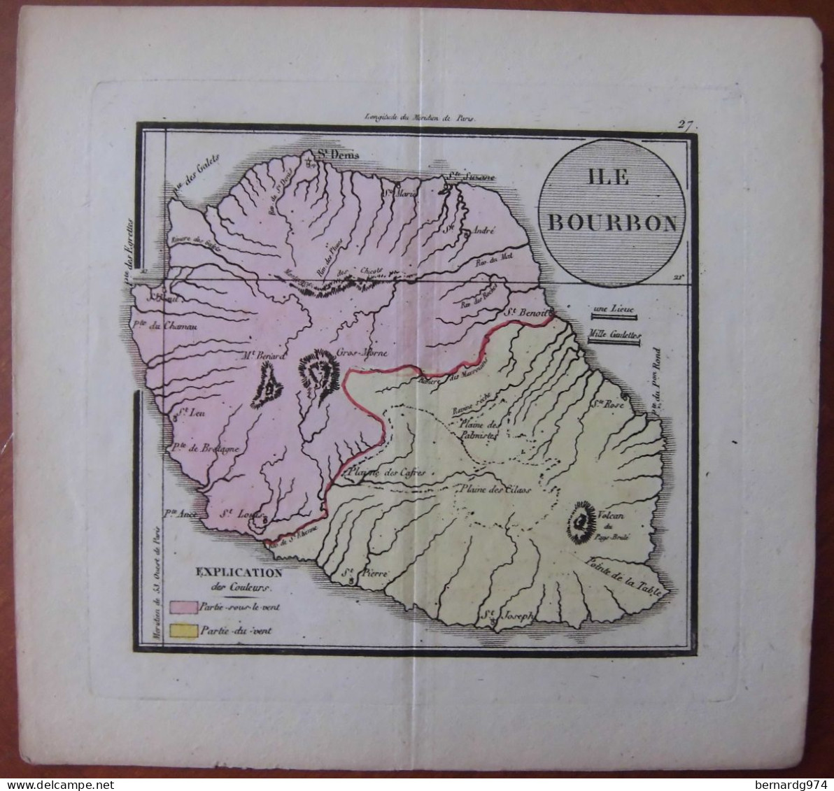 Réunion Bourbon : Rare Carte En Couleur De 1825 Par Denesle  Tardieu - Carte Geographique