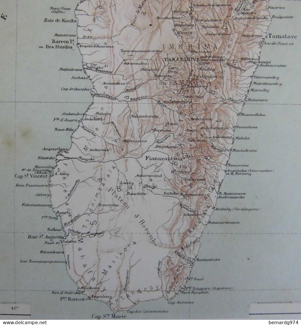 Madagascar Comores Mascareignes : Rare Carte De Paul Pelet Avec Son Texte D’époque (1891) - Carte Geographique