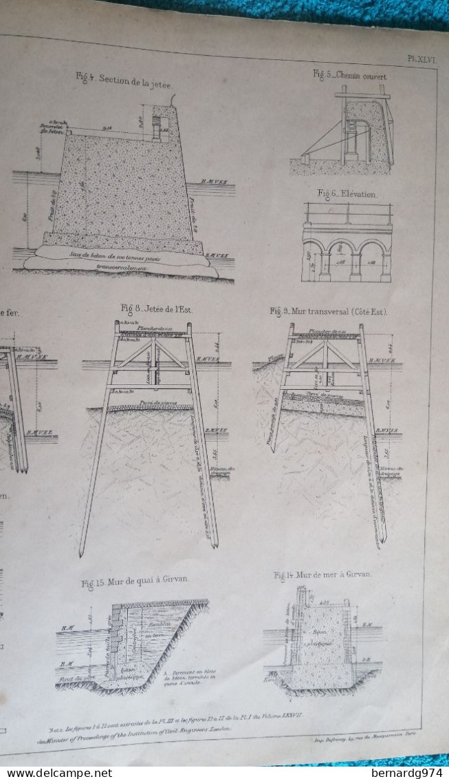 Newhaven : Plan De 1891 Construction De La Jetée Et Des Quais - Europe