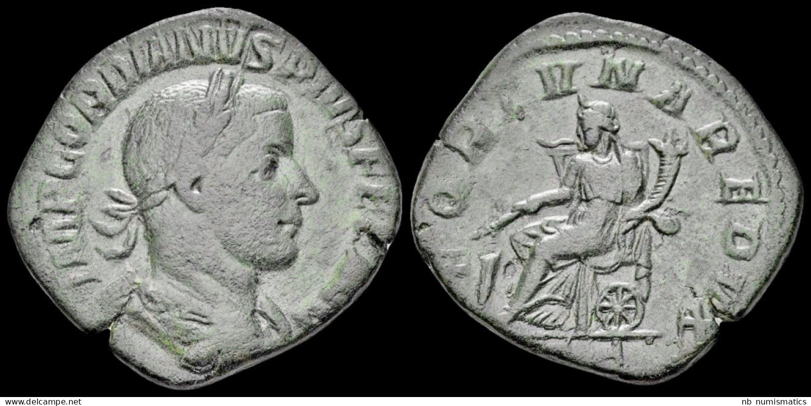 Gordian III AE Sestertius Fortuna Seated Left - L'Anarchie Militaire (235 à 284)