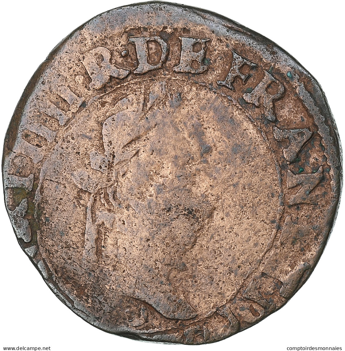 France, Henri III, Double Tournois, Bourges, Cuivre, TB, Gadoury:455 - 1574-1589 Henry III