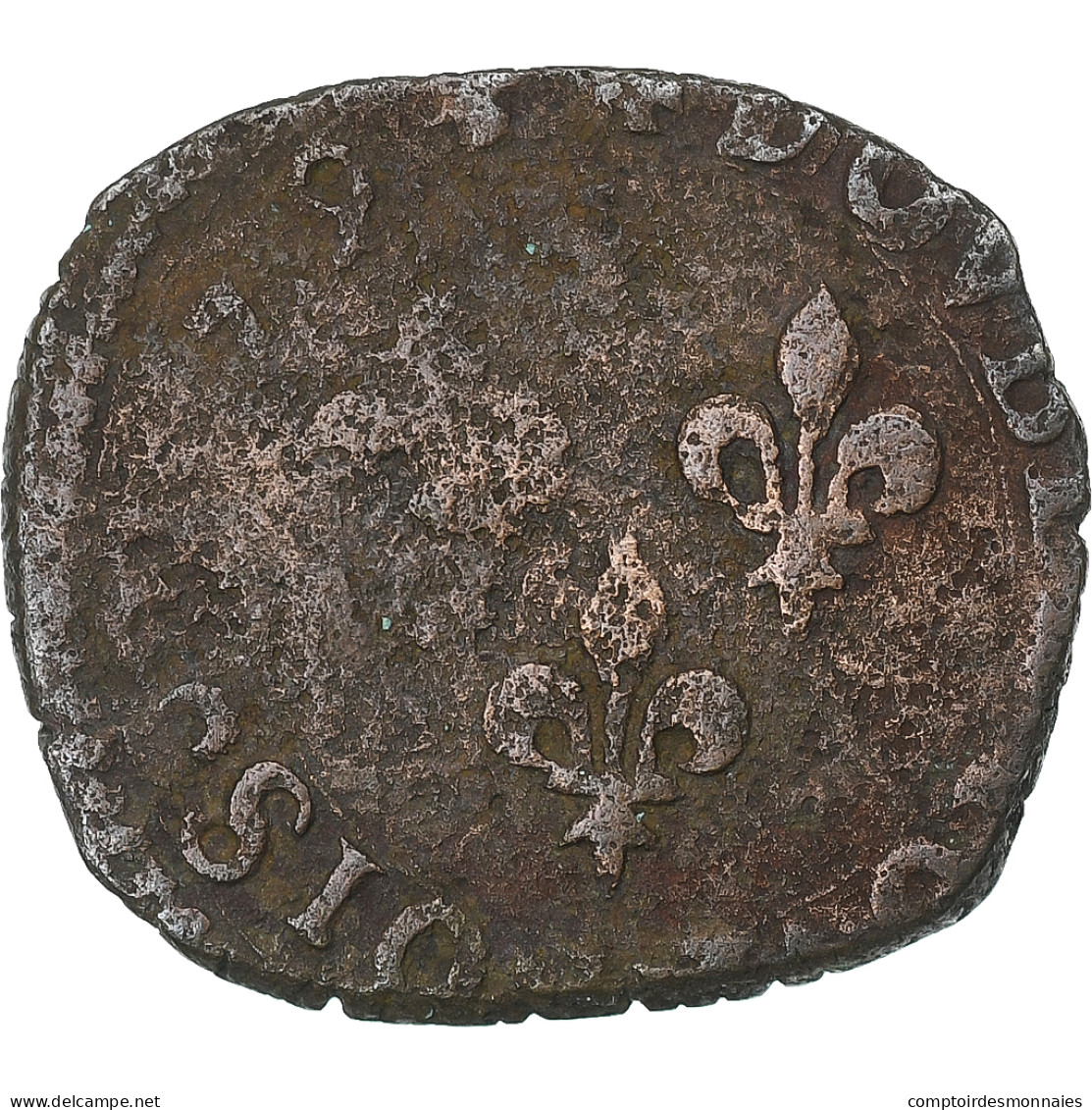 France, Henri III, Double Tournois, 1579, Cuivre, B, Gadoury:455 - 1574-1589 Heinrich III.