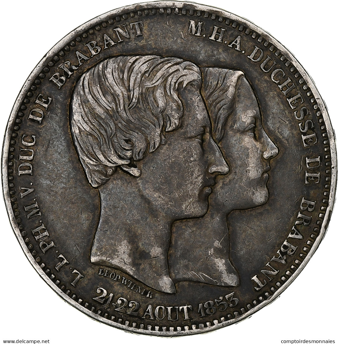 Belgique, 5 Francs, Mariage Du Duc De Brabant, 1853, Argent, TTB, KM:M 8.2 - 5 Francs