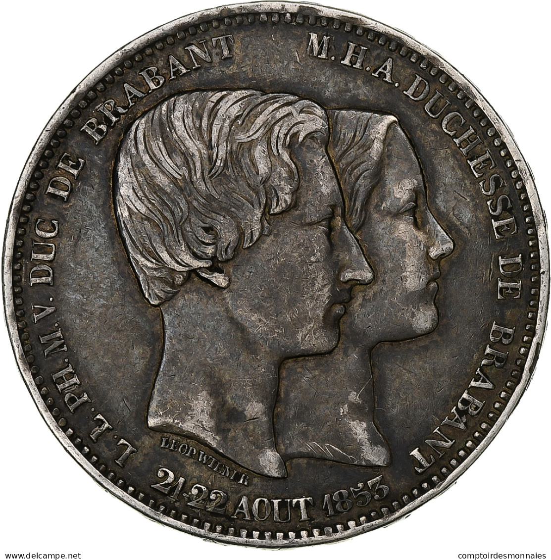 Belgique, 5 Francs, Mariage Du Duc De Brabant, 1853, Argent, TTB, KM:M 8.2 - 5 Frank