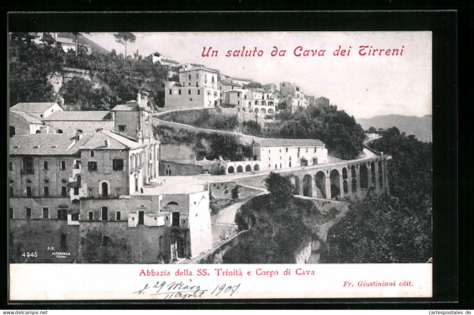 Cartolina Cava Dei Tirreni, Abbazia Della SS. Trinità E Corpo Di Cava  - Cava De' Tirreni