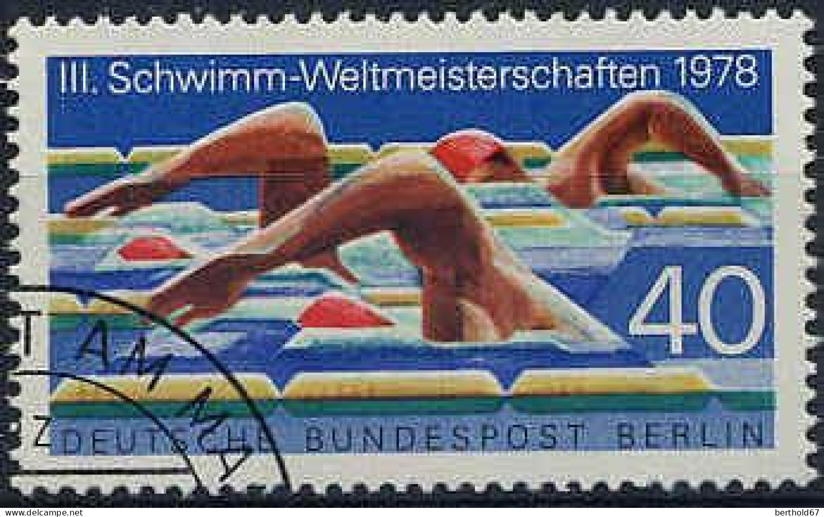 Berlin Poste Obl Yv:533 Mi:571 3.Schwimm-Weltmeisterschaften (Beau Cachet Rond) (Thème) - Natation