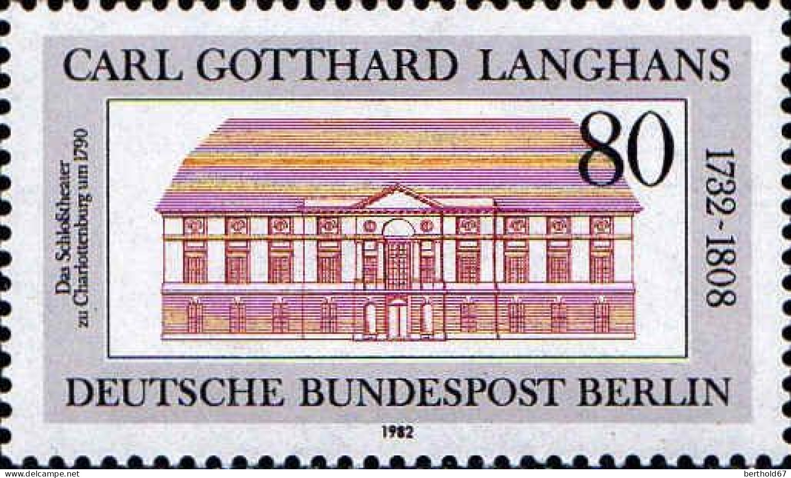 Berlin Poste N** Yv:645 Mi:684 Carl Gotthard Langhans Théatre De Charlottenburg (Thème) - Teatro