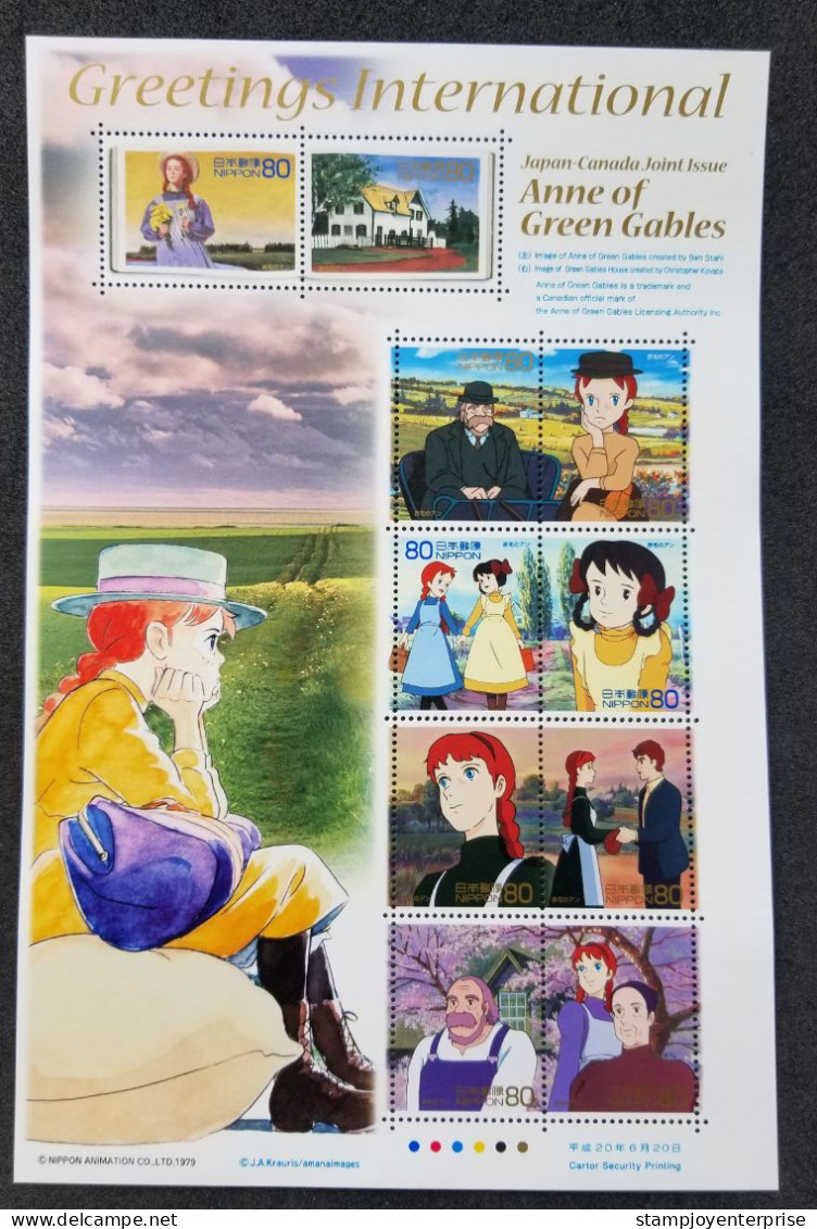 Japan Canada Joint Issue Greeting Anne Green Gables 2008 Animation Cartoon (sheetlet) MNH - Ongebruikt