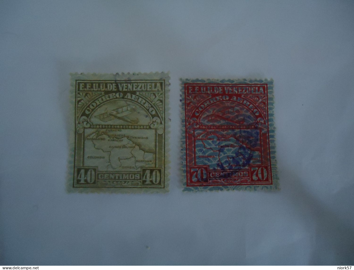 VENEZUELA  USED 2 STAMPS MAPS  AIRPLANES - Venezuela