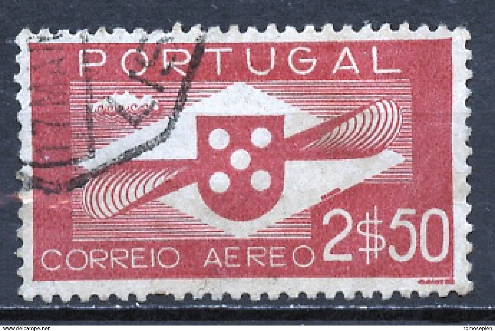 Portugal Poste Aérienne 1937-41 Y&T N°PA3 - Michel N°F641 (o) - 2,50e Allégorie - Used Stamps