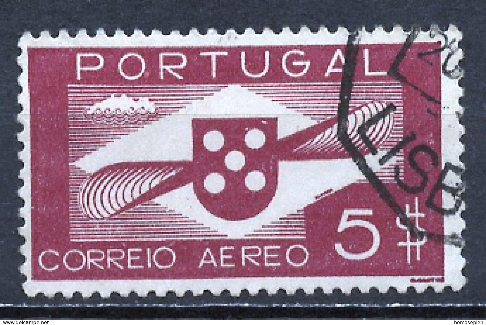 Portugal Poste Aérienne 1937-41 Y&T N°PA6 - Michel N°F644 (o) - 5e Allégorie - Used Stamps