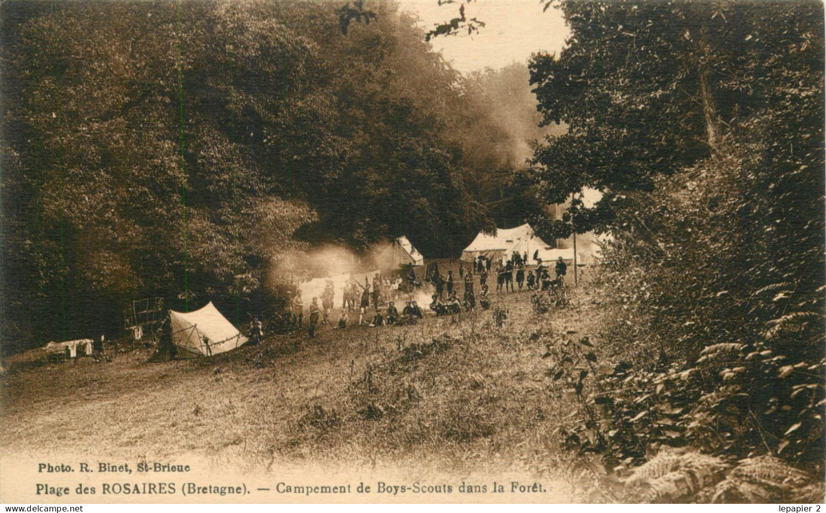 22 PLERIN Plage Des Rosaires  Campement De Boys Scouts Dans La Forêt CPA Phot. Binet - Plérin / Saint-Laurent-de-la-Mer