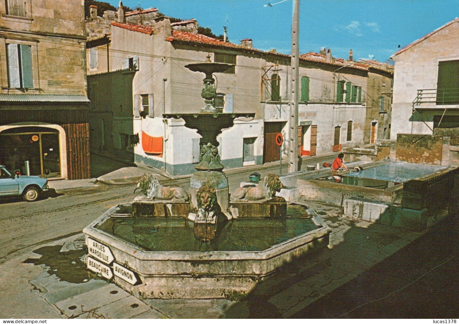 30 / BELLEGARDE / FONTAINE DES LIONS / BELLE CPSM / LAVOIR CITROEN AMI 6 ? - Bellegarde