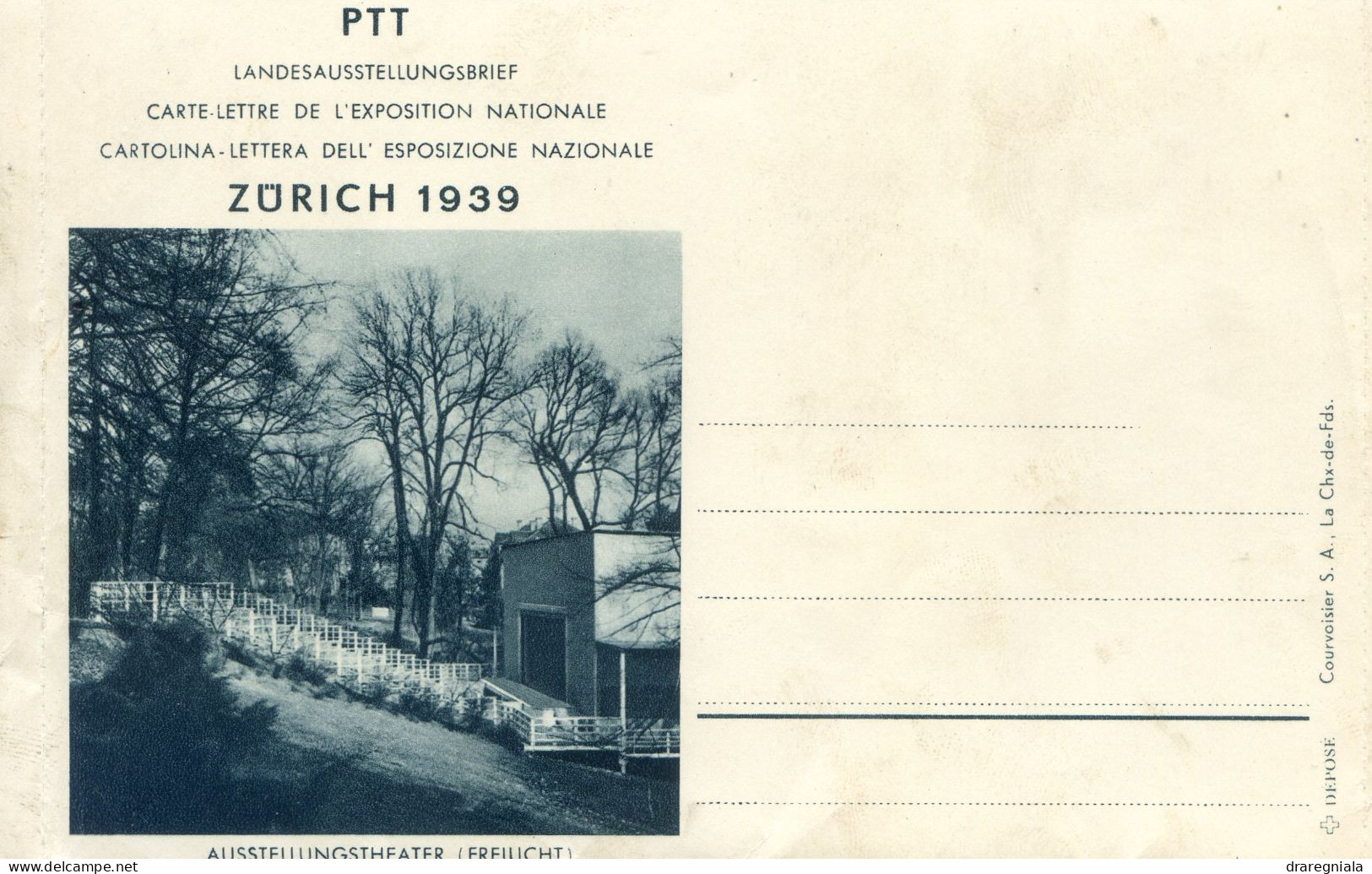 Carte Lettre De L'exposition Nationale Zurich 1939 - Ausstellungstheater - Schweizerische Altenposten Blatten - Poststempel