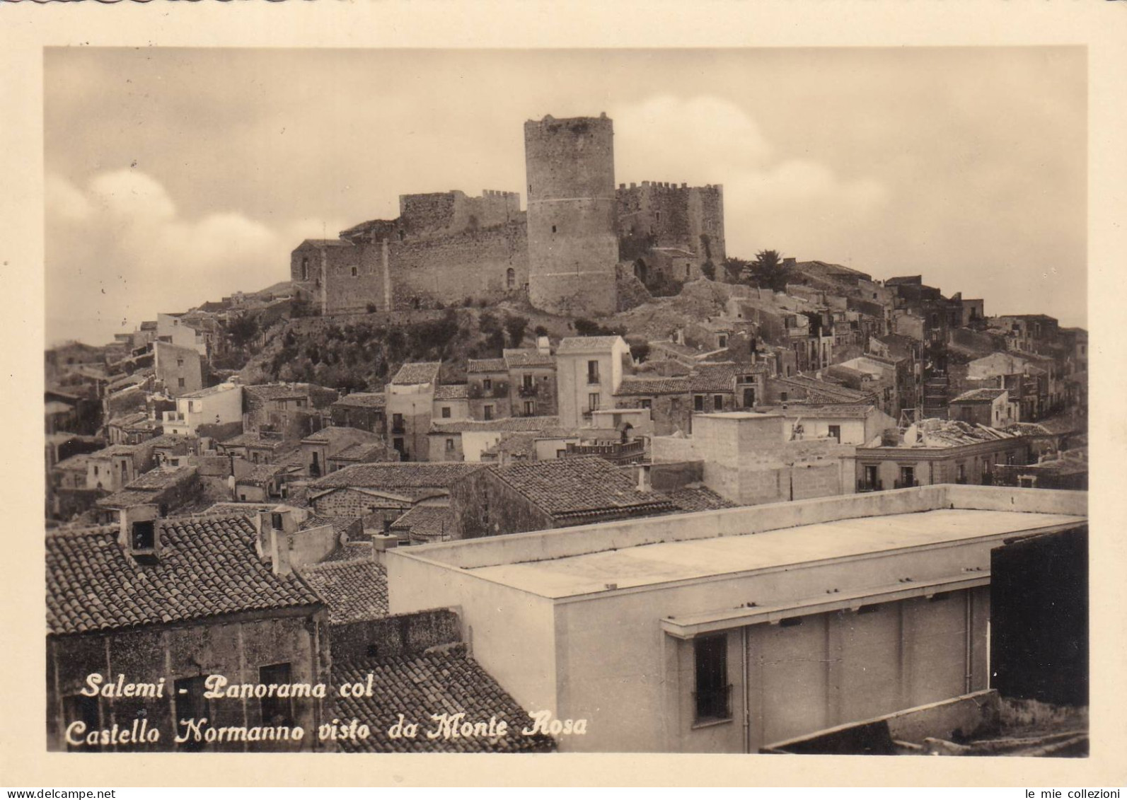 Cartolina Salemi ( Trapani ) Panorama Col Castello Normanno Visto Da Monte Rosa - Trapani