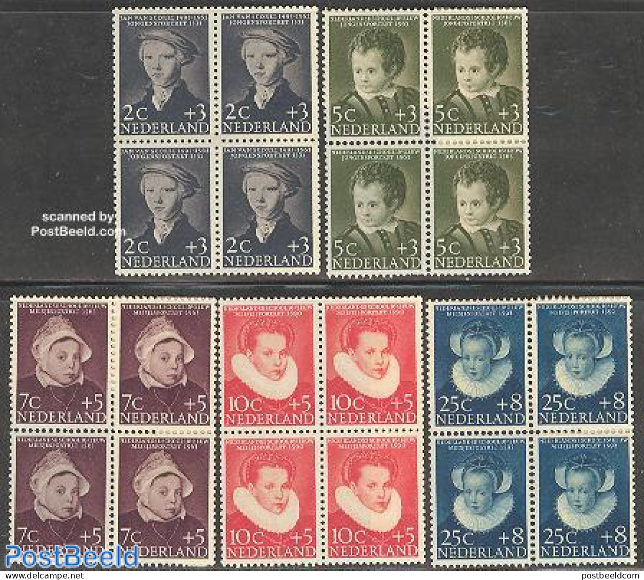 Netherlands 1956 Child Welfare 5v, Blocks Of 4 [+], Mint NH - Ongebruikt