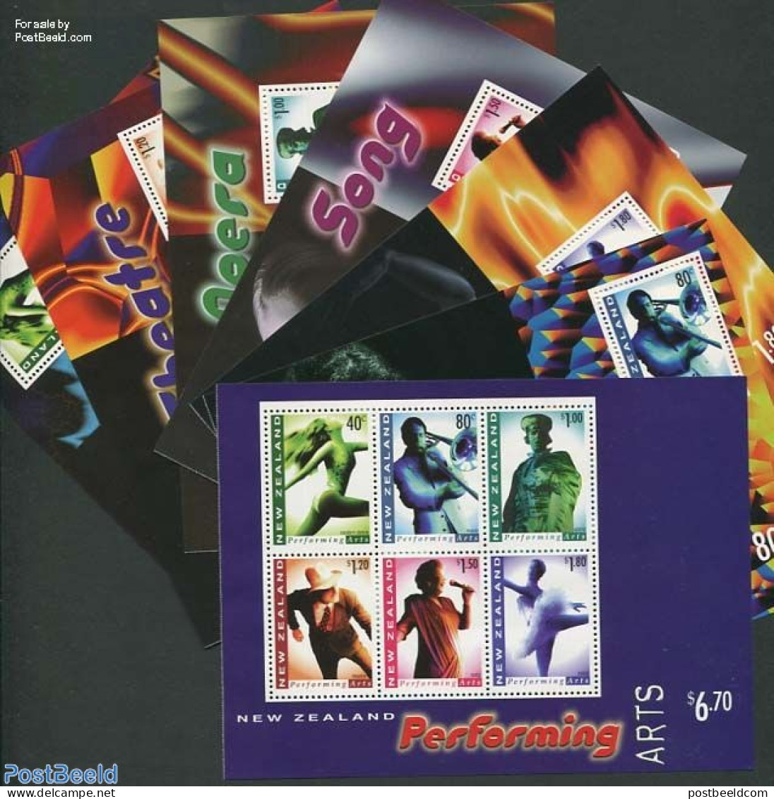 New Zealand 1998 Performing Arts 7 Booklet Panes, Mint NH, Performance Art - Dance & Ballet - Music - Theatre - Unused Stamps