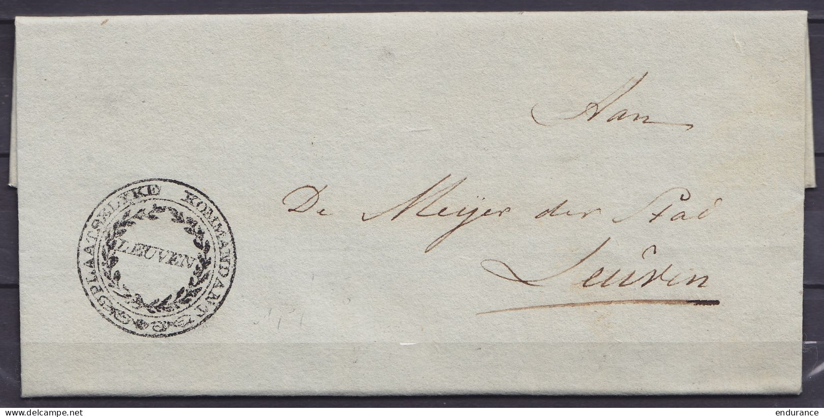 L. Datée 31 Mai 1816 En Franchise De LEUVEN Pour E/V - RR Cachet Noir "PLAATSELYKE KOMMANDANT / LEUVEN" (voir Scans) - 1815-1830 (Dutch Period)