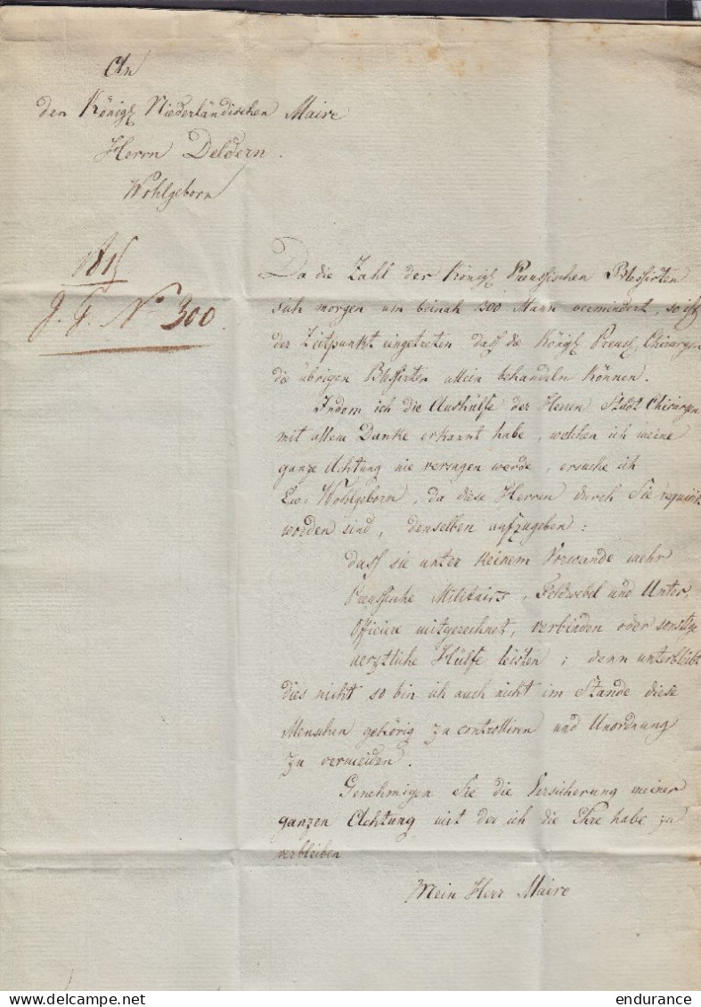 L. Datée 20 Juillet 1815 De LOEWEN (Leuven) En Franchise Pour LOUVAIN - Man. "Militaria" (au Dos: Cachet "KONIG… PREUSS. - 1815-1830 (Holländische Periode)