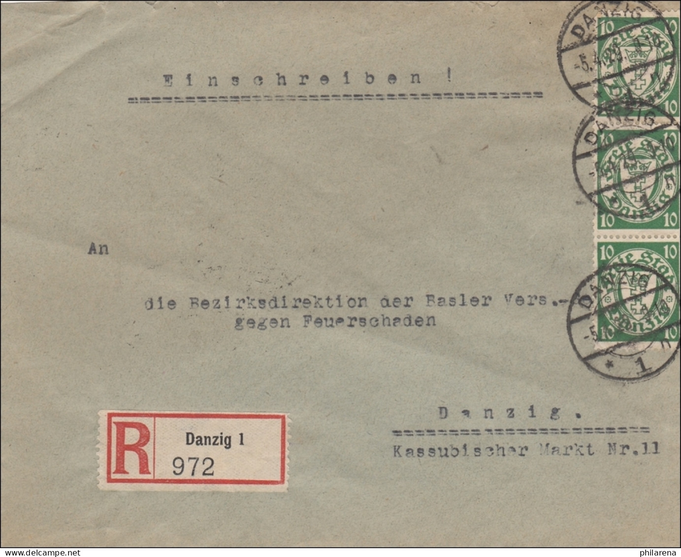 Danzig: Einschreiben Danzig 1929 - Storia Postale