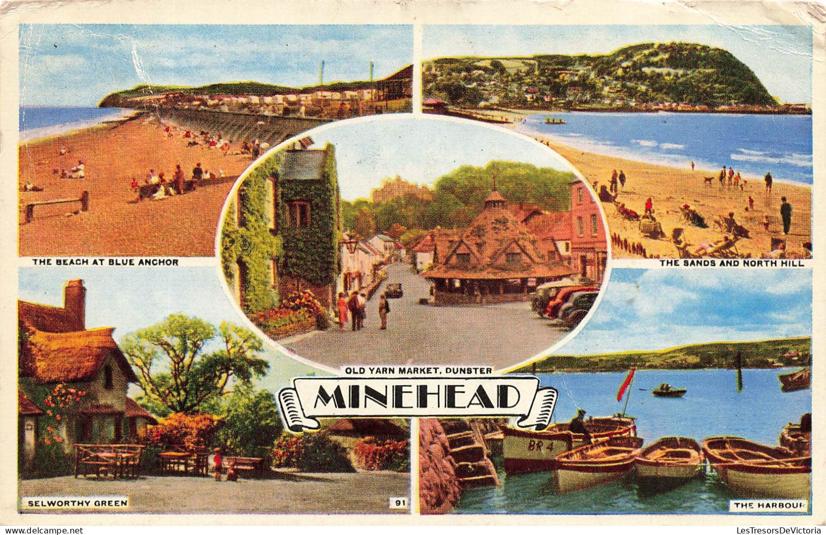 ROYAUME-UNI - Old Yarn Market - Dunster - Minehead - Multivues De Différents Endroits - Carte Postale Ancienne - Minehead