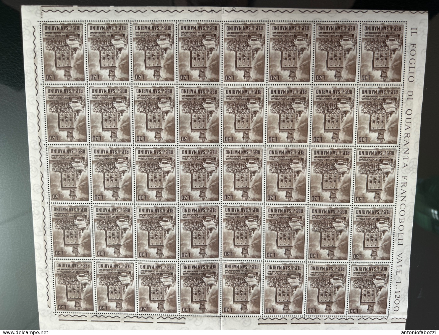 1965 48 Giro D’Italia Lire 30 Foglio Intero Di 40 Francobolli Nuovo Con Gomma Integra Sassone 687 - Unused Stamps