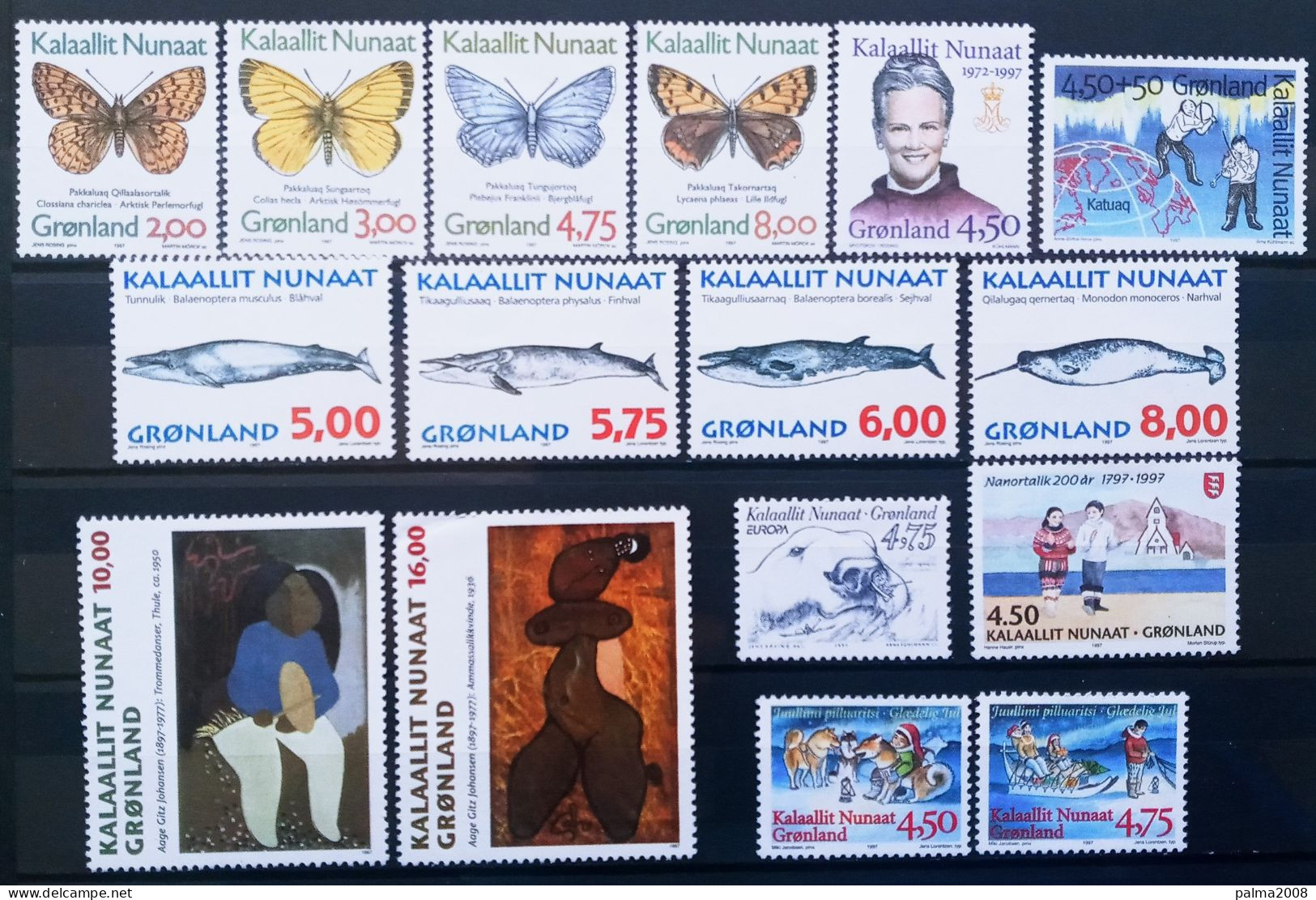 GROENLANDIA - IVERT AÑO 1997 COMPLETO NUEVOS ** - 16 SELLOS LOS DE LA FOTO - Unused Stamps