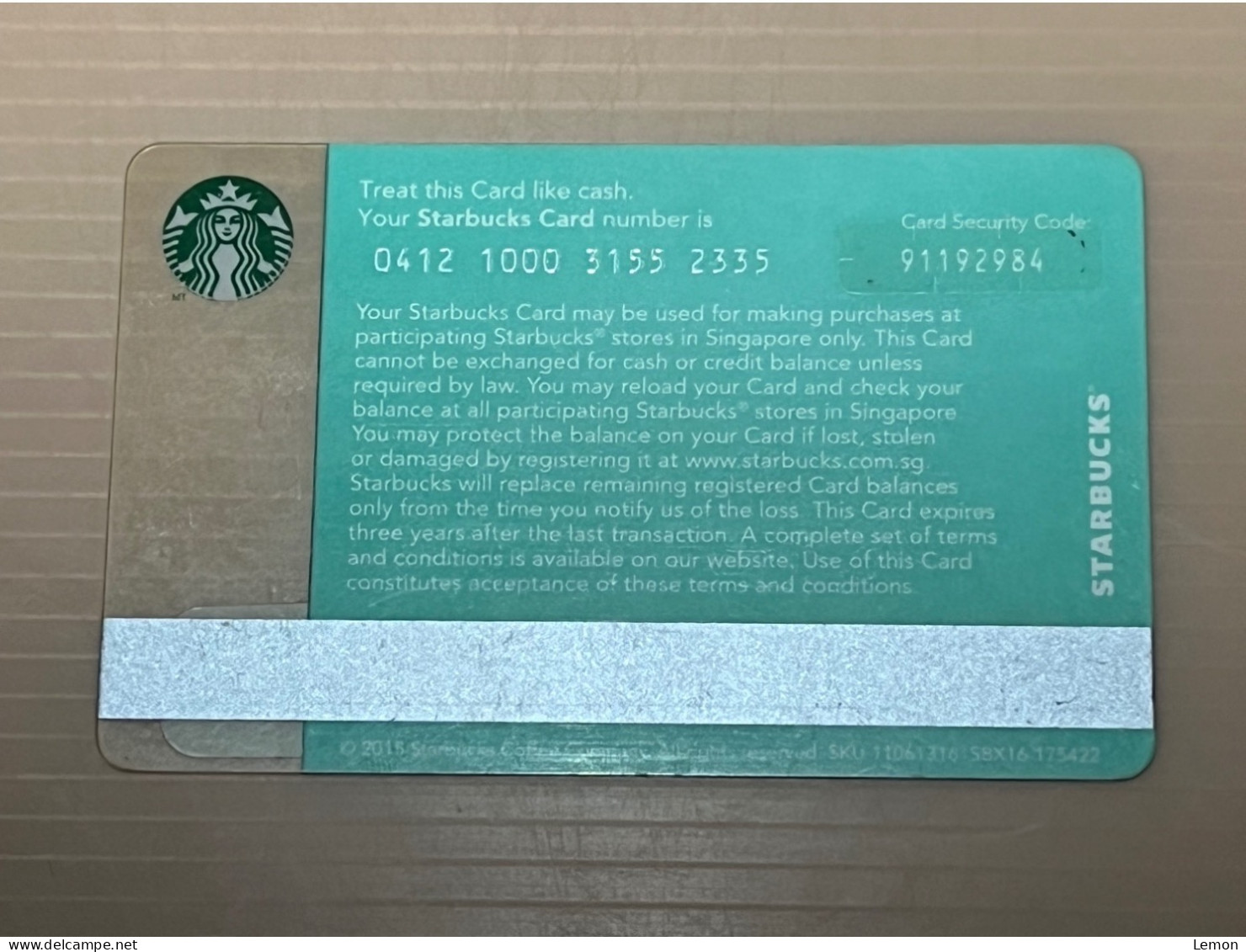 Singapore STARBUCKS Coffee Gift Card, Set Of 1 Used Card - Singapour