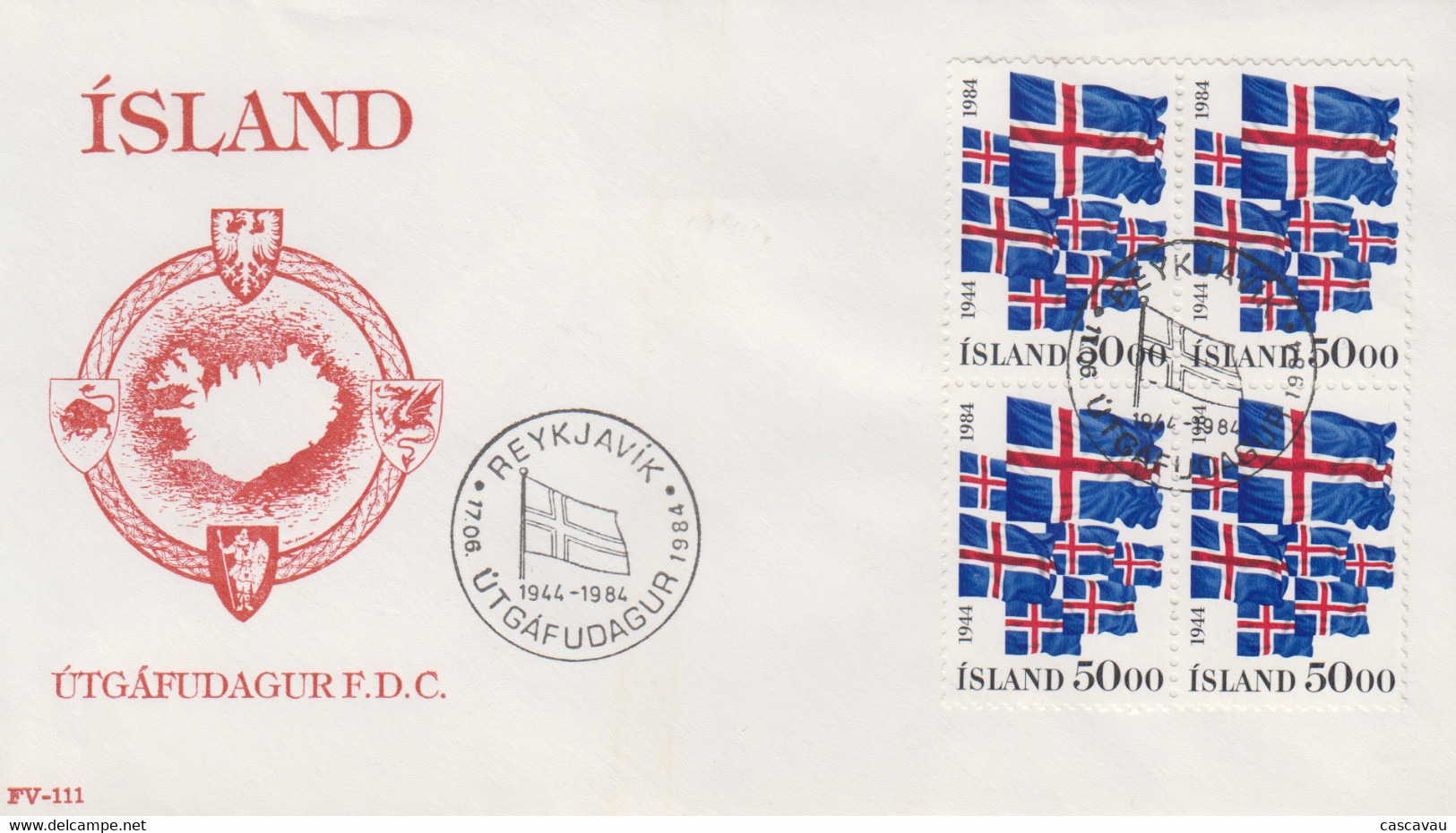 Enveloppe   FDC  1er  Jour     ISLANDE    40éme   Anniversaire  De   La   République   1984 - FDC