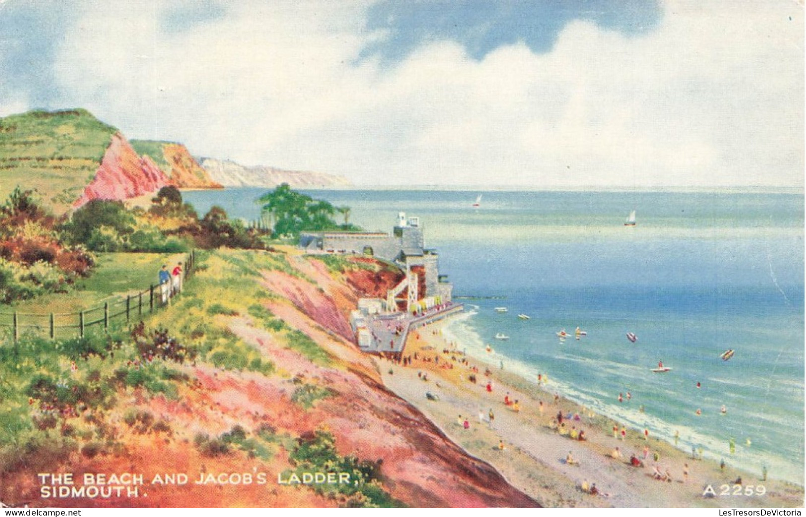 ROYAUME-UNI - The Beach And Jacob's Ladder - Sidmouth - Vue Panoramique Sur La Plage - Animé - Carte Postale Ancienne - Altri & Non Classificati