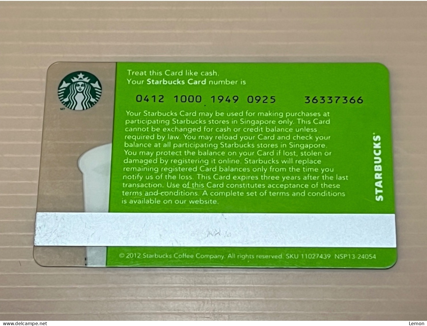 Singapore STARBUCKS Coffee Gift Card, Set Of 1 Used Card - Singapore