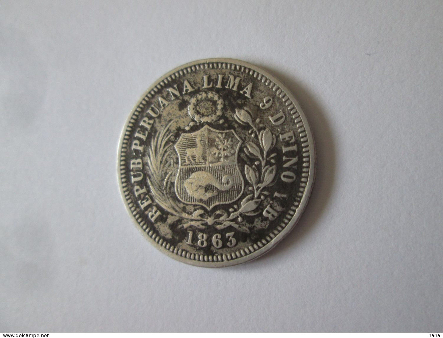 Peru 1/5 Sol 1863 Argent Tres Belle Piece/Silver Very Nice Coin - Perú