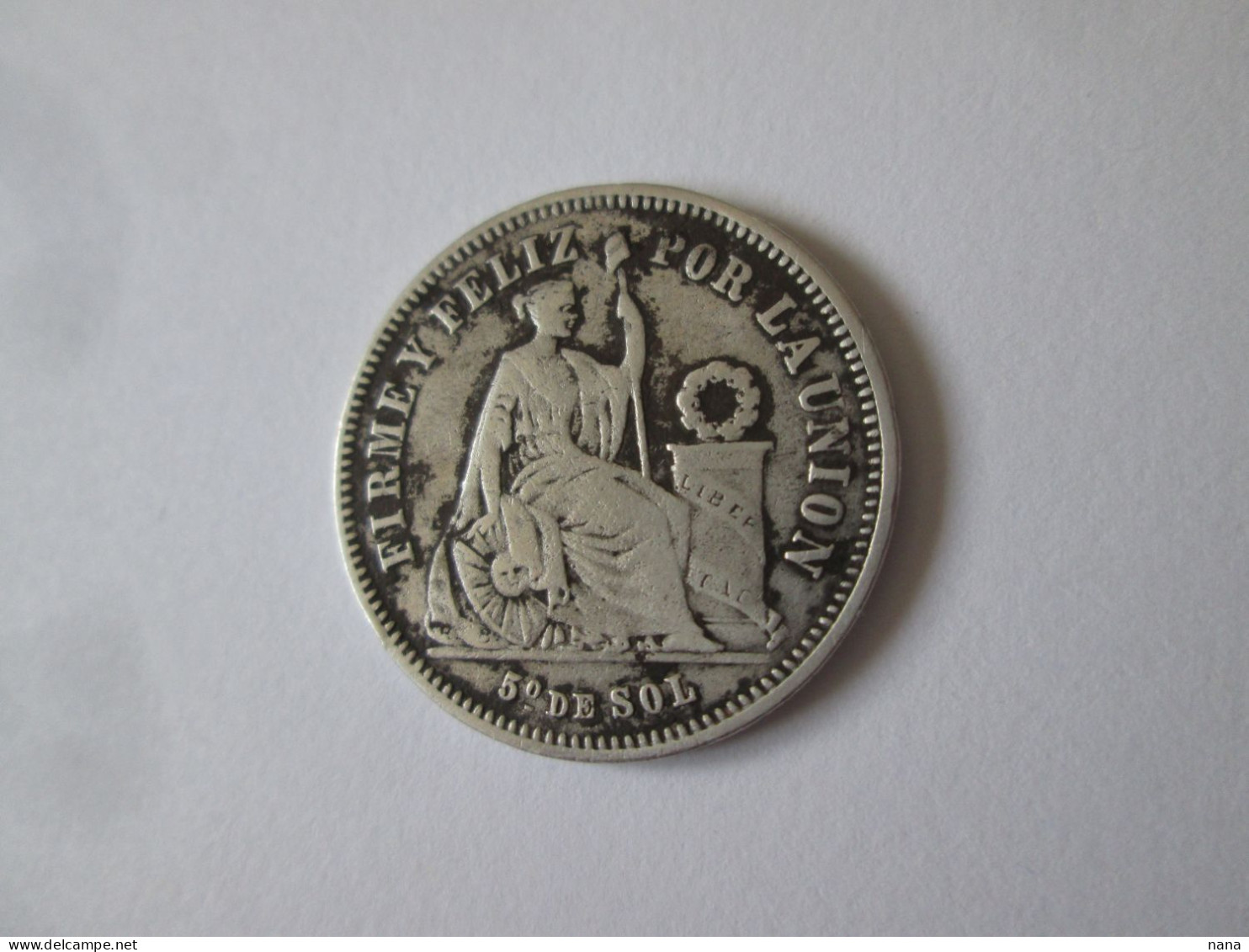 Peru 1/5 Sol 1863 Argent Tres Belle Piece/Silver Very Nice Coin - Perú