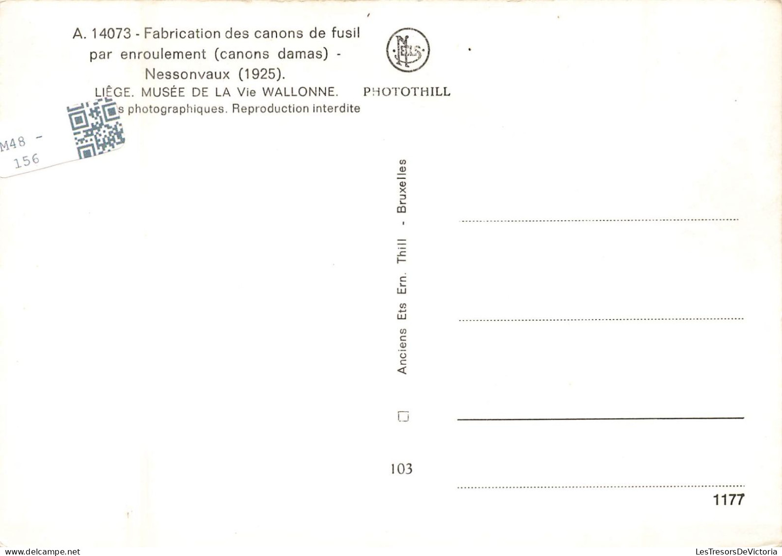 METIERS - Fabrication Des Canons De Fusil Par Enroulement - Nessonvaux - Carte Postale - Other & Unclassified