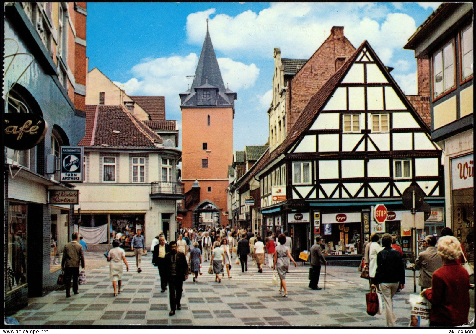Ansichtskarte Helmstedt Hausmannsturm, Geschäfte 1982 - Helmstedt
