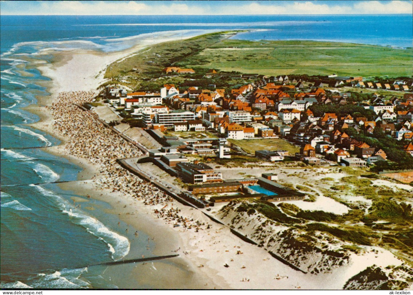 Ansichtskarte Wangerooge Luftbild Nordseeheilbad Nordsee Strand 1970 - Wangerooge