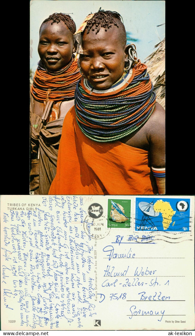 Postcard _Allgemein Menschen Typen Kenia; Tribes, Turkana Girls 1981 - Kenia