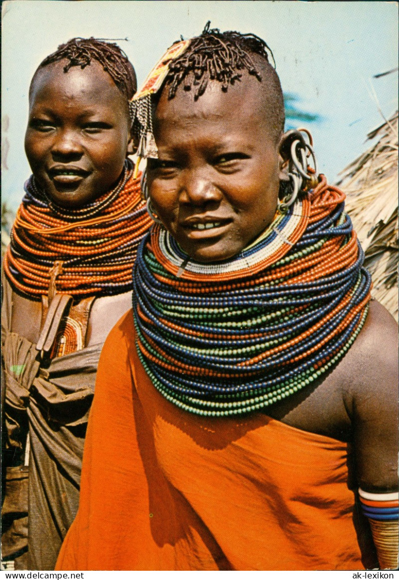 Postcard _Allgemein Menschen Typen Kenia; Tribes, Turkana Girls 1981 - Kenia