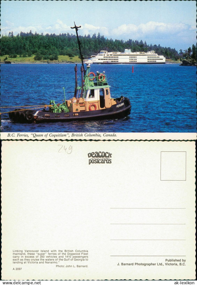Postcard Vancouver Vancouver Island With Ferry Ship (Fährschiff) 1980 - Vancouver