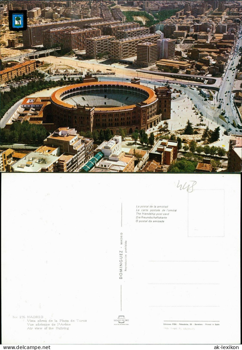 Madrid Vista Aérea De La Plaza De Toros Luftbild Luftaufnahme 1980 - Altri & Non Classificati