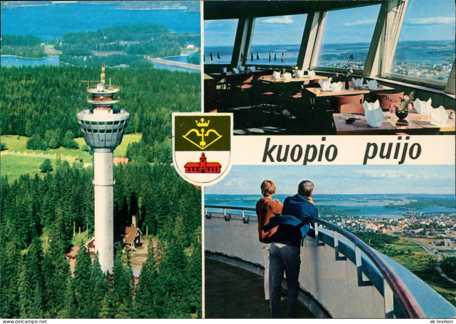 Postcard Kuopio 3 Bild Kuopio Puijo Fernsehturm 1975 - Finnland