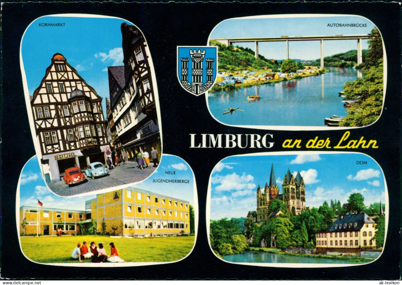 Limburg (Lahn) Mehrbild-AK Mit VW KÄFER JUGENDHERBERGE  AUTOBAHNBRÜCKE 1970 - Limburg