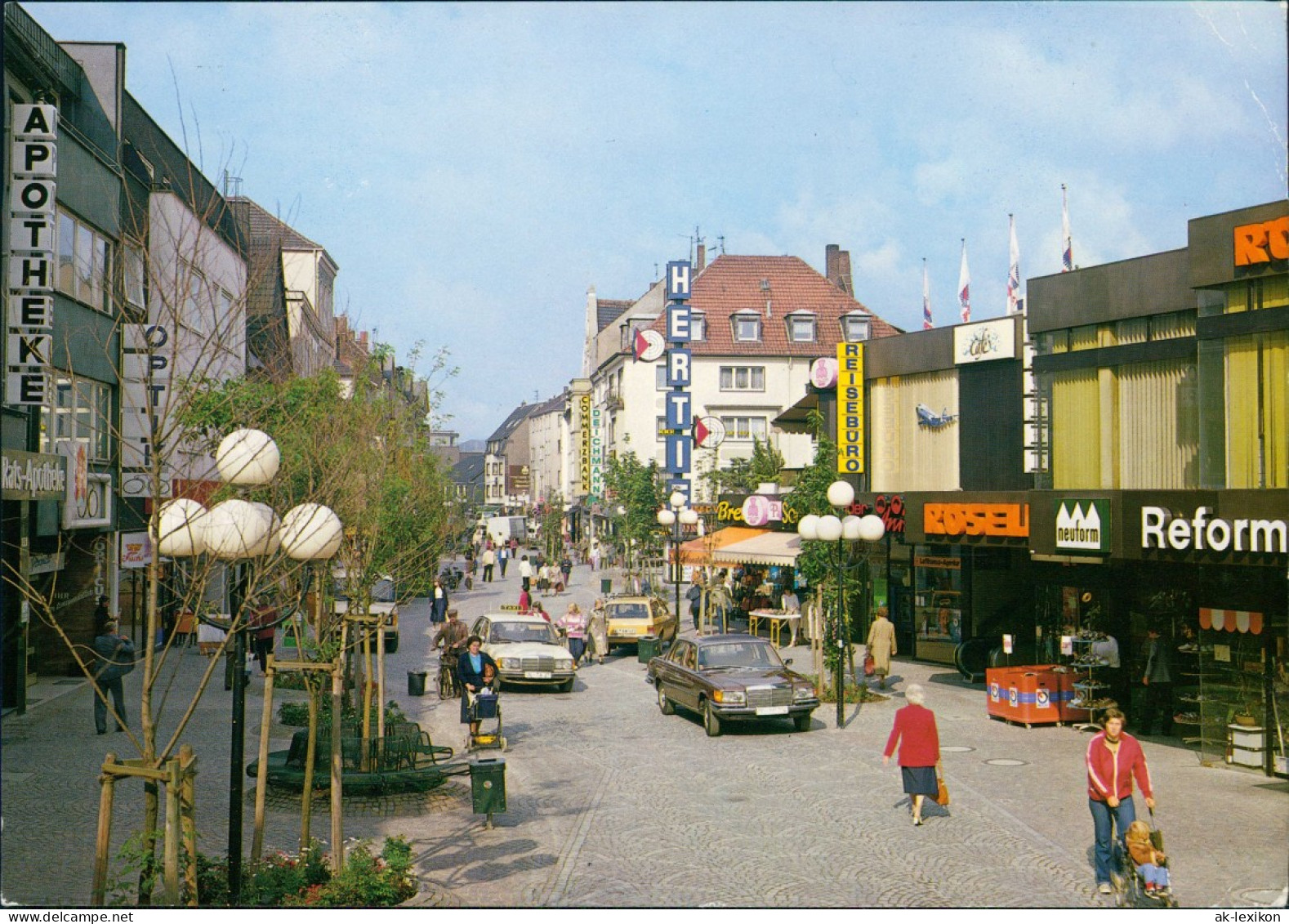 Ansichtskarte Bergisch Gladbach Fußgängerzone, Geschäfte Mercedes Benz 1990 - Bergisch Gladbach