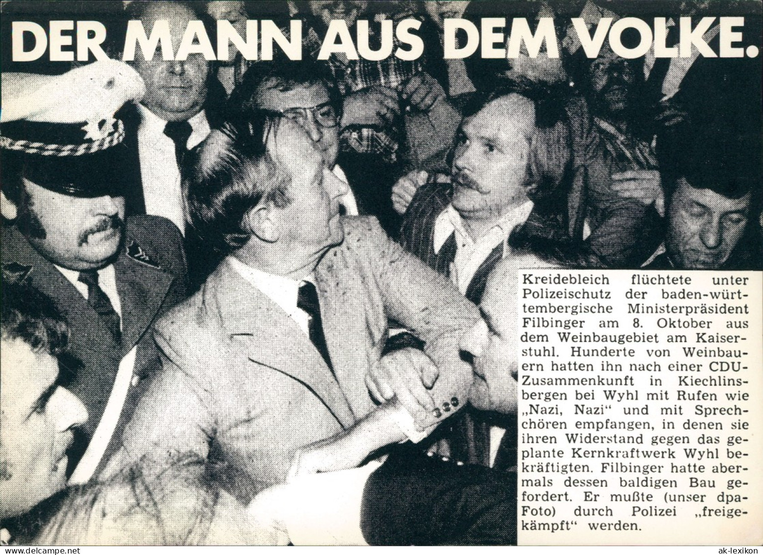 Stimmungsbild DER MANN AUS DEM VOLKE (Ministerpräsident Filbinger) 1970 - Contemporain (à Partir De 1950)