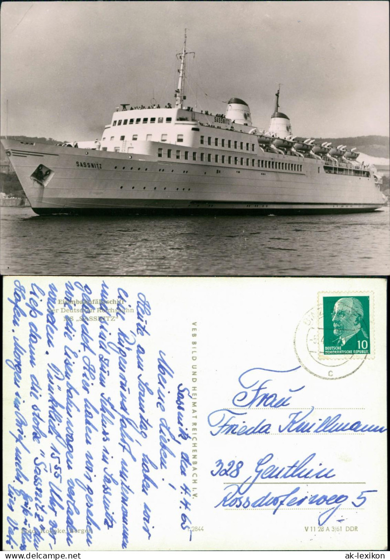 Ansichtskarte  Eisenbahnfahrschiff Der Deutschen MS SASSNITZ - Schiff 1961 - Paquebots