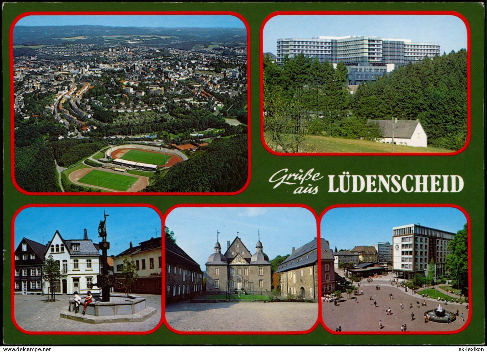 Lüdenscheid Mehrbildkarte Mit Ortsansichten U.a. Stadion V. Flugzeug Aus 1990 - Luedenscheid