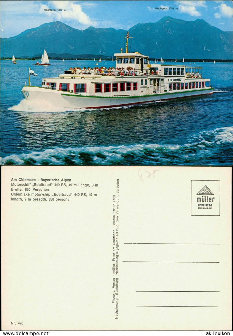 Chiemsee Chiemsee Bayerische Alpen Motorschiff Edeltraud Bei Prien 1970 - Chiemgauer Alpen